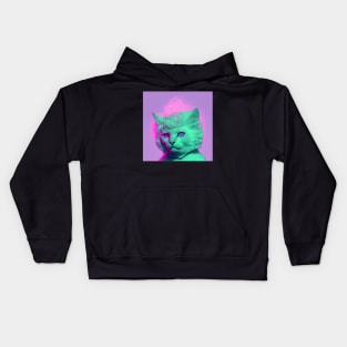 Vapor Wave Cat Kids Hoodie